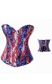 Wild Red Sexy Corsets With Sea & Red Chain Decoration Silver Buttons